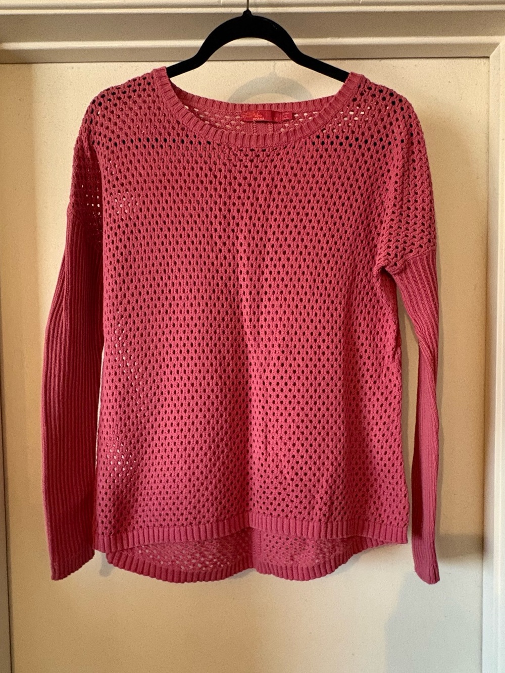 prAna Coral Pink Open Knit High Low Scoop Neck Layering Sweater Size M